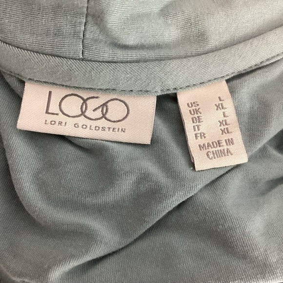 LOGO Lori Goldstein Rayon 230 Cardigan Blue Horizon L Ruffle Hem - Picture 6 of 7